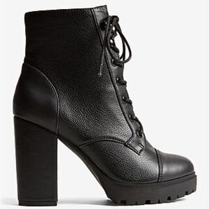NEW Express Block Heel Gore Lug Sole Combat Boots 9 Black